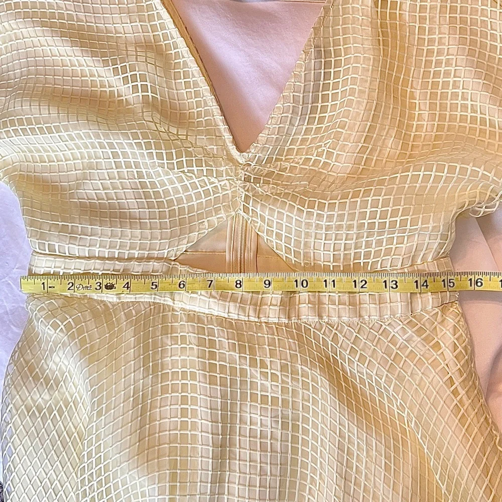 ASOS Pale Yellow Midi Dress with Puff Sleeves - Picture 8 of 8